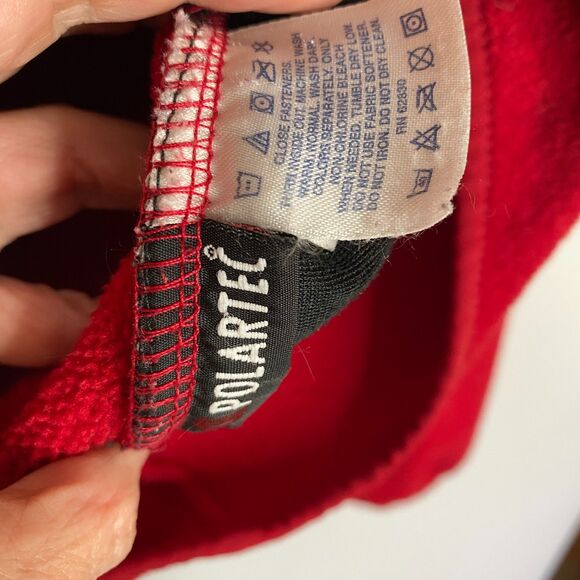VTG Lands' End Red Polartec Full Zip Fleece Jacket Pockets Womens Size M(10-12) - Picture 7 of 12